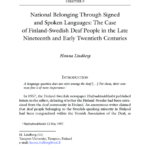 National Belonging Through Signed and Spoken Languages: The Case of Finland-Swedish Deaf People in the Late Nineteenth and Early Twentieth Centuries
