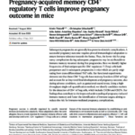 Pregnancy-acquired memory CD4+ regulatory T cells improve pregnancy outcome in mice