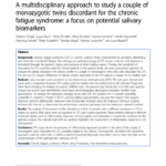 A multidisciplinary approach to study a couple of monozygotic twins discordant for the chronic fatigue syndrome: a focus on potential salivary biomarkers