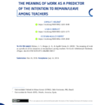 THE MEANING OF WORK AS A PREDICTOR OF THE INTENTION TO REMAIN/LEAVE AMONG TEACHERS