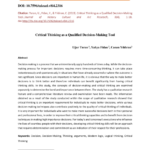 Critical Thinking as a Qualified Decision-Making Tool