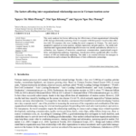 The factors affecting inter-organizational relationship success in Vietnam tourism sector