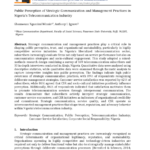 Public Perception of Strategic Communication and Management Practices in Nigeria's Telecommunication Industry
