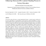 The Value of Metacognitive Control Training in Enhancing Moroccan EFL Learners’ Reading Process in Tertiary Education