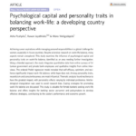 Psychological capital and personality traits in balancing work–life: a developing country perspective